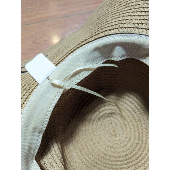 Paper Hat Resting Beach Face Floppy Straw Sun Hat Black Ribbon One Size Ties Tan - Picture 3 of 6